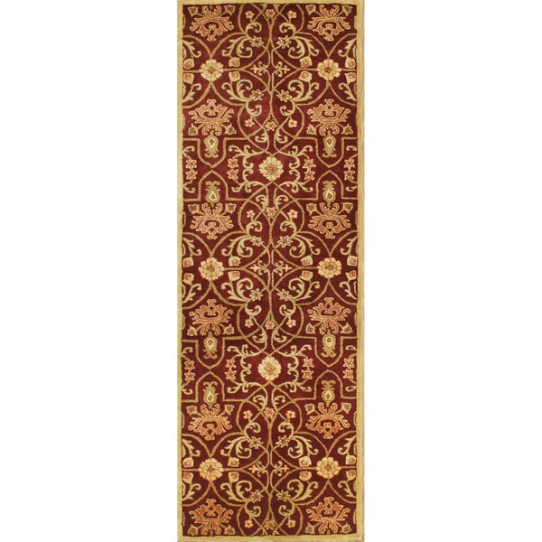 Shop Alliyah Handmade Burgundy New Zealand Blend Wool Rug 3 x 10