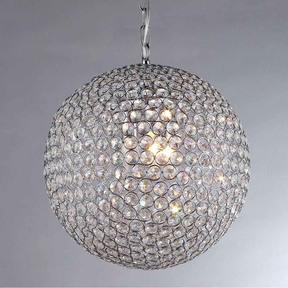 'Prometheus' Chrome and Crystal 3-light Chandelier