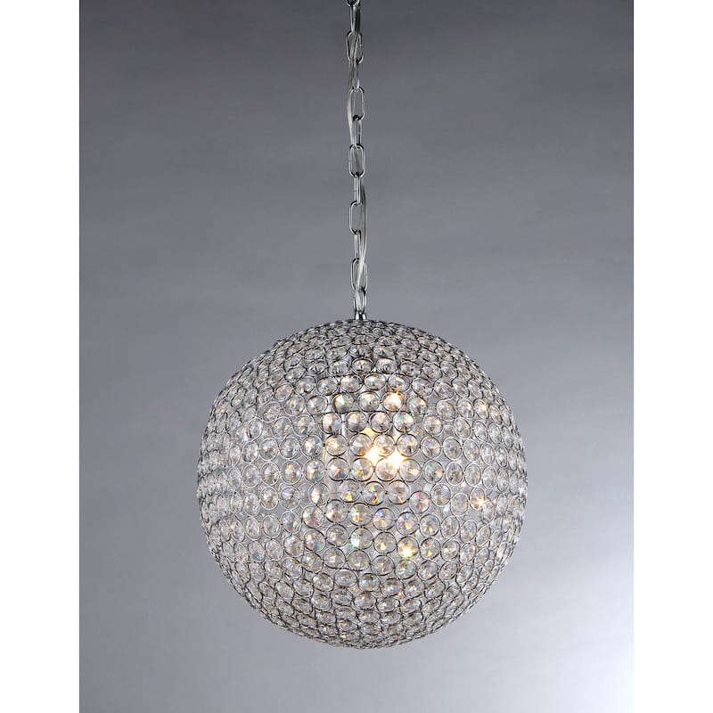 'Prometheus' Chrome and Crystal 3-light Chandelier