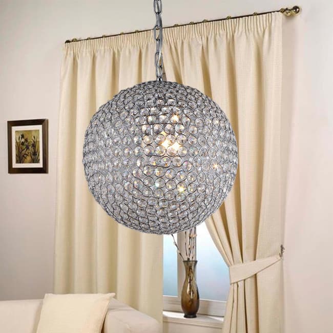 'Prometheus' Chrome and Crystal 3-light Chandelier