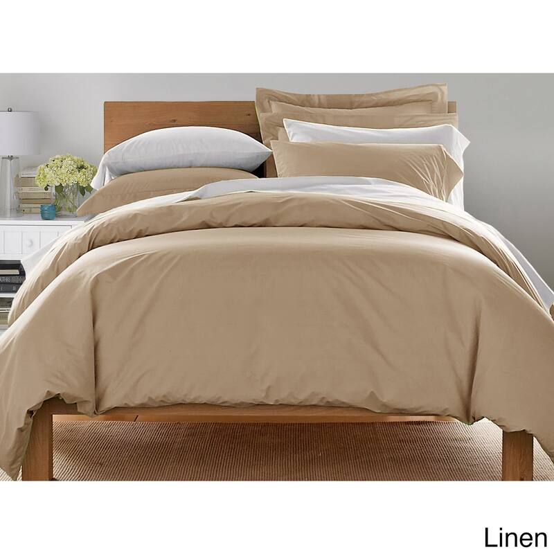 Oversized Microfiber 3-piece Duvet Cover Set - Twin - Linen