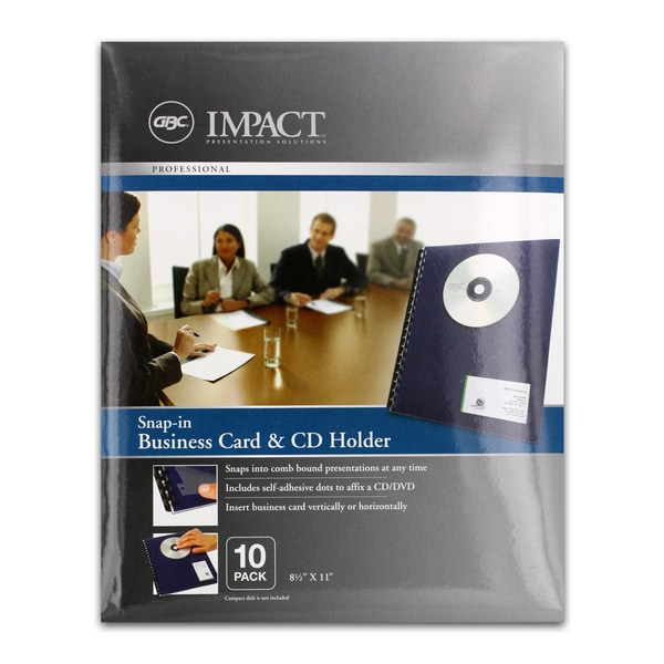 GBC Impact Snap In Business Card CD Holders Pack Of 10 Free Shipping Orders Over $45