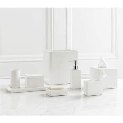 Solid Lacquer White Bath Accessory Collection