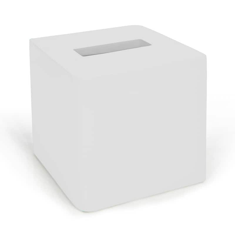 Solid Lacquer White Bath Accessory Collection - White Tissue Holder