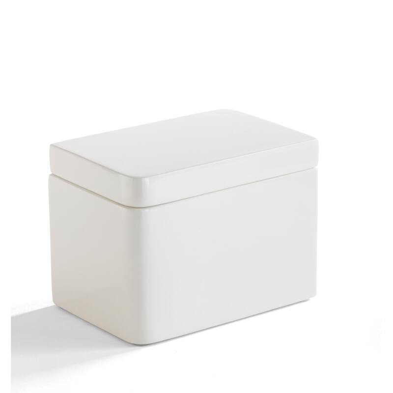 Solid Lacquer White Bath Accessory Collection - White Cotton Jar