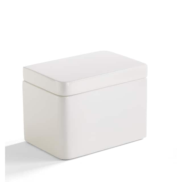 Solid Lacquer White Bath Accessory Collection - White Cotton Jar
