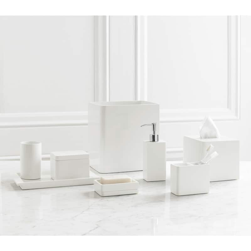 Solid Lacquer White Bath Accessory Collection - Bed Bath & Beyond - 7847257