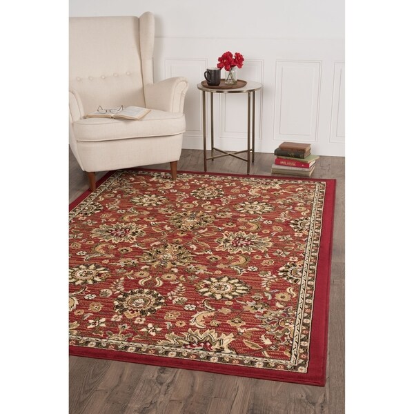 Alise Lagoon Transitional Red Area Rug (7'6 x 9'10')