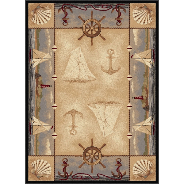 Natural 106582 Lodge Beige Area Rug (5'3 x 7'3) 5x8   6x9 Rugs