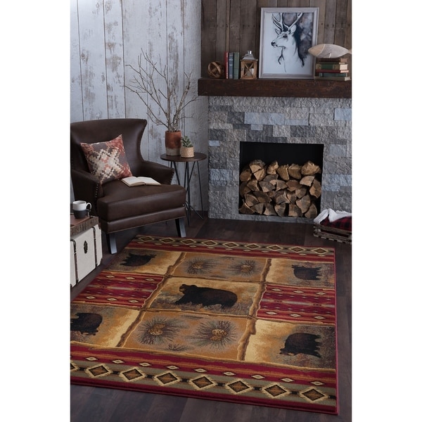 Alise Rugs Natural Lodge Novelty Lodge Area Rug - 7'10 x 10'3