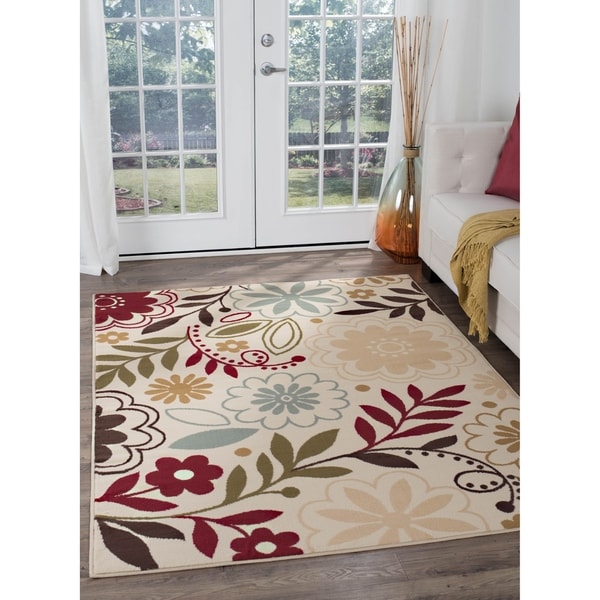 Alise Rugs Lagoon Contemporary Floral Area Rug - 5' x 7'