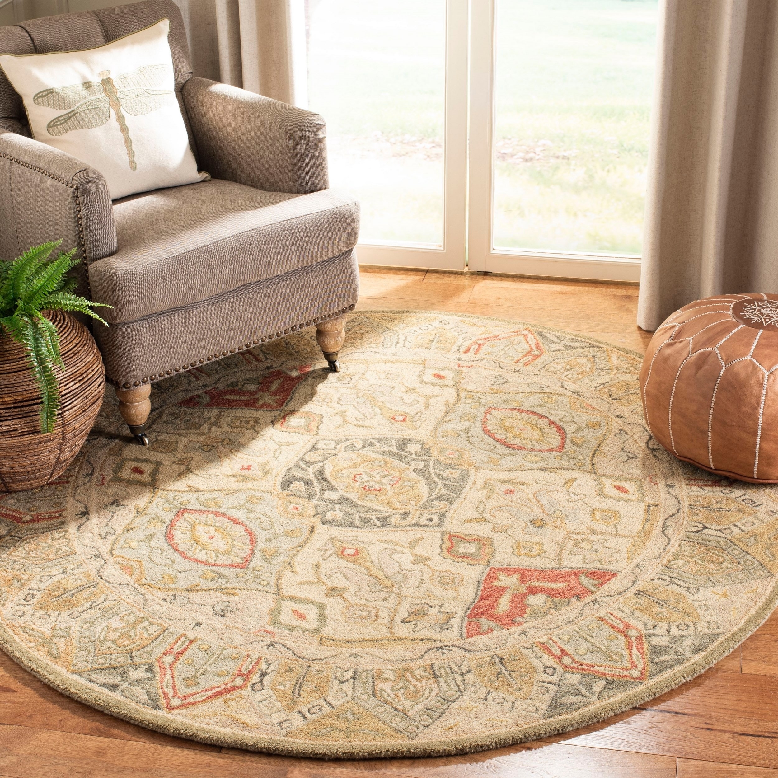 Hand made Anatolia Diamonds Hand spun Wool Rug (4 Round)