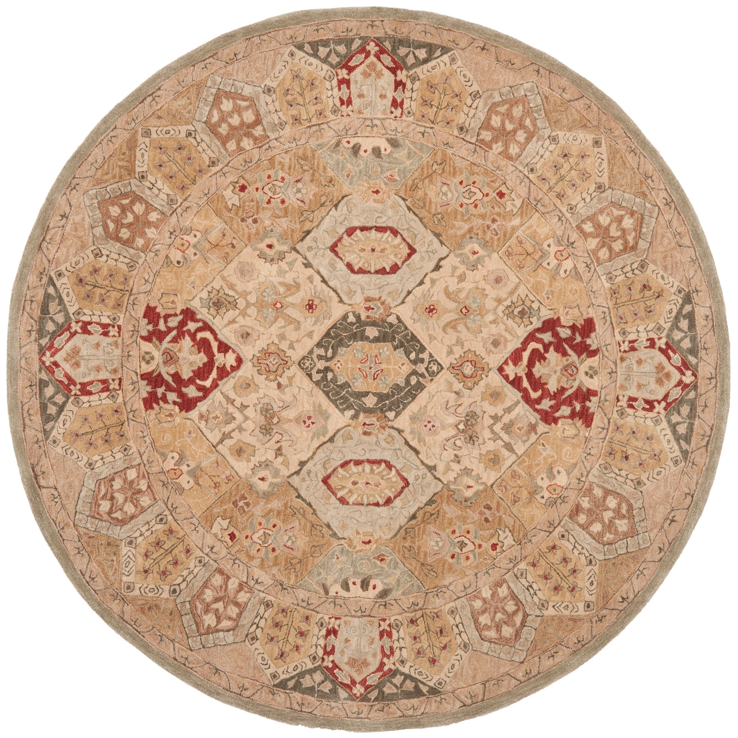 Hand made Anatolia Diamonds Hand spun Wool Rug (8 Round)