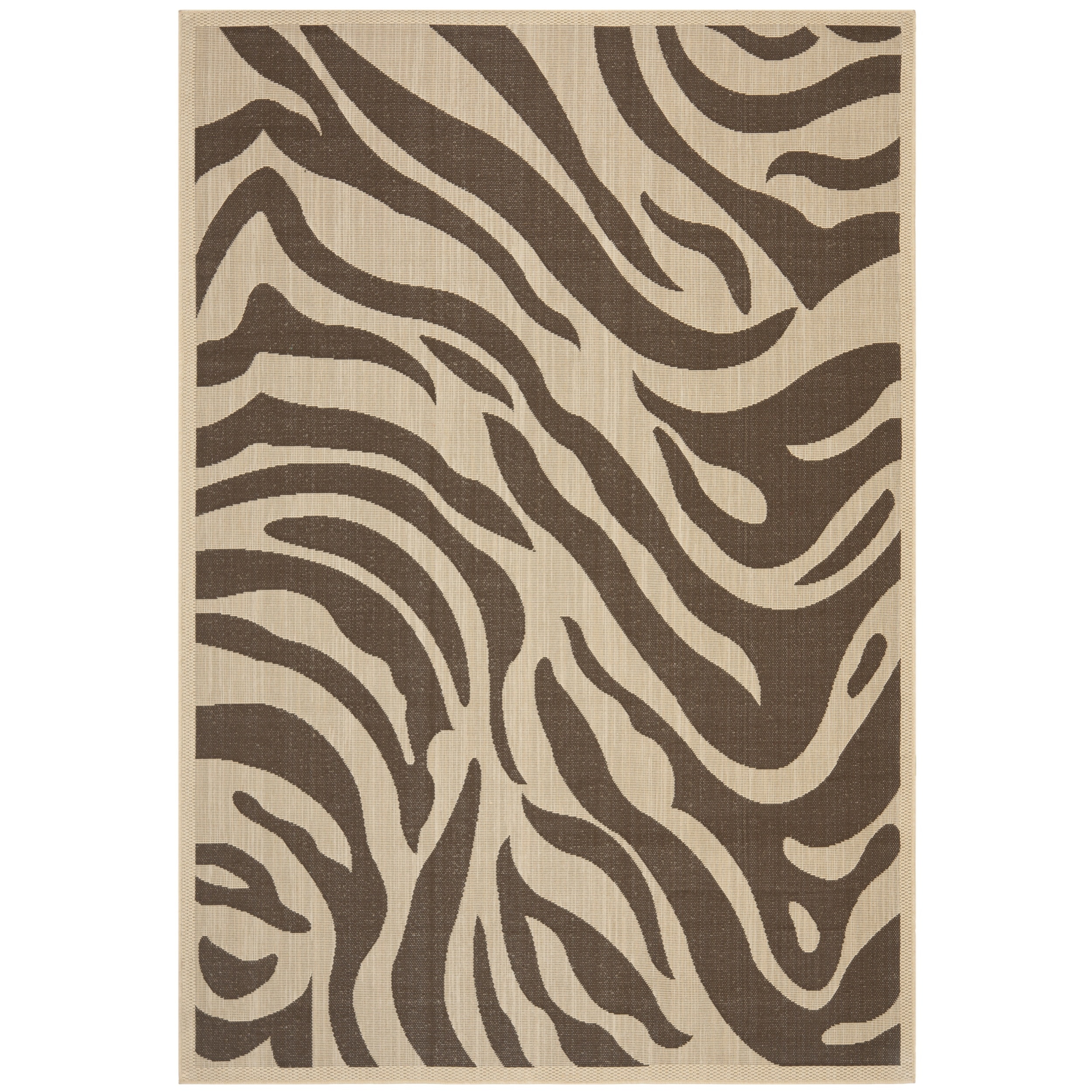 Poolside Geometric Cream/ Chocolate Indoor/ Outdoor Rug (67 X 96)