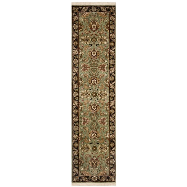 Hand knotted Dynasty Green/ Black Wool Rug (2'6 x 10') Safavieh Runner Rugs