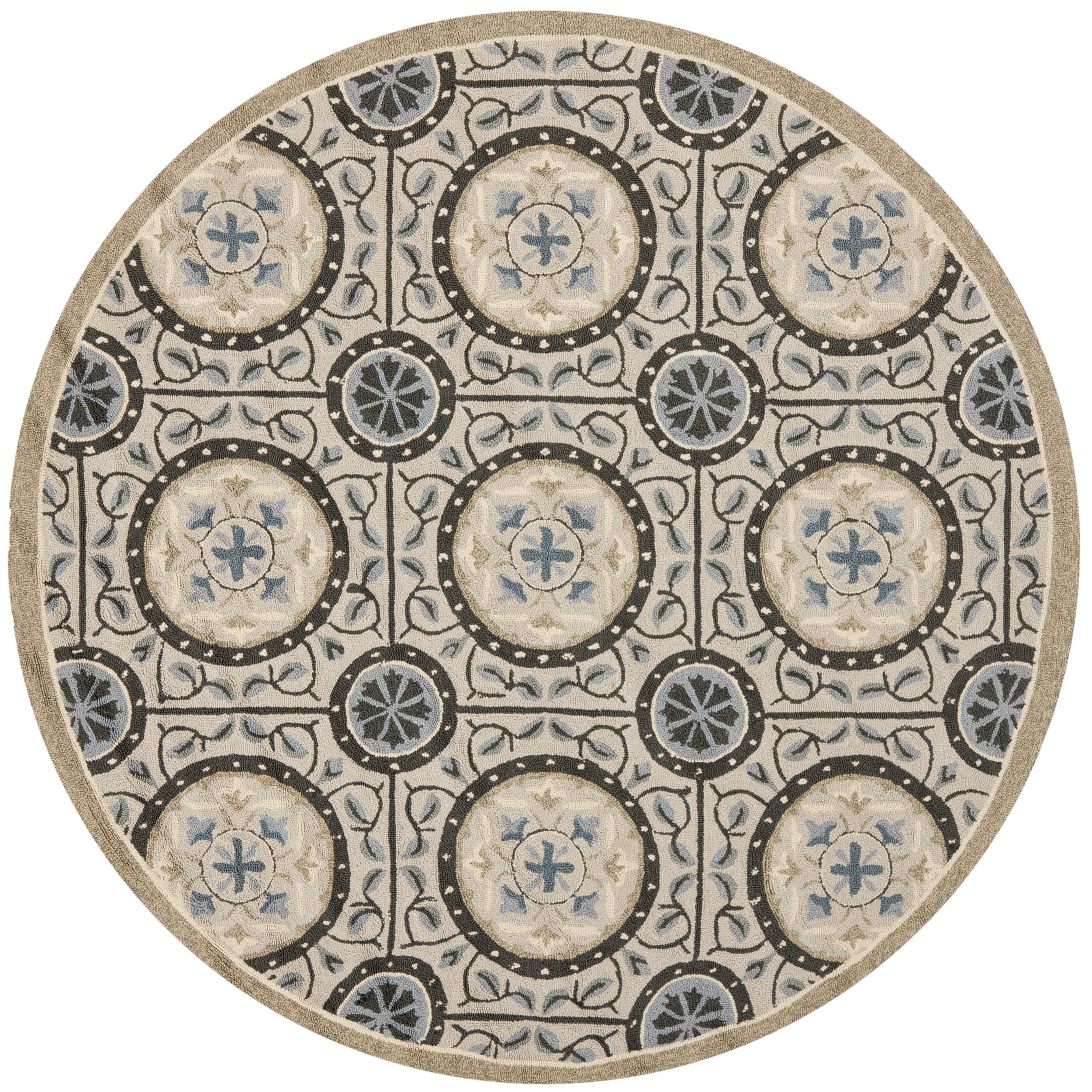 Safavieh Four Seasons Indoor/ Outdoor Hand hooked Grey Rug (6 Round)