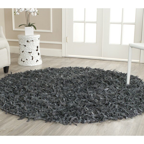Shop Safavieh Handmade Metro Modern Grey Leather Decorative Shag Rug
