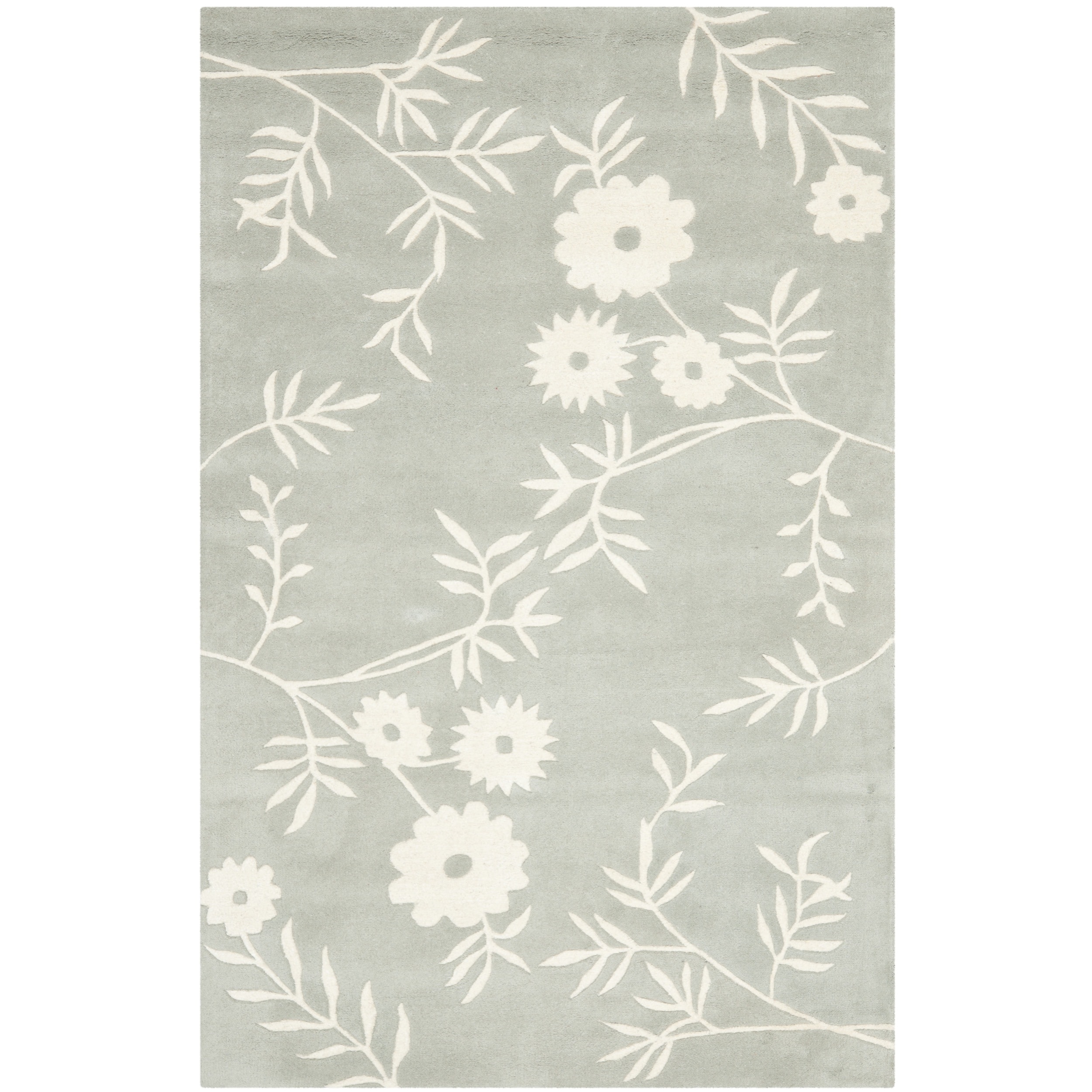 Handmade Soho Gray/ivory New Zealand Wool Floral Rug (36 X 56)