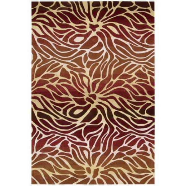 Nourison Contour Oversized Waterlilies Contemporary Area Rug - 8' x 10'6" - Red - Rectangle