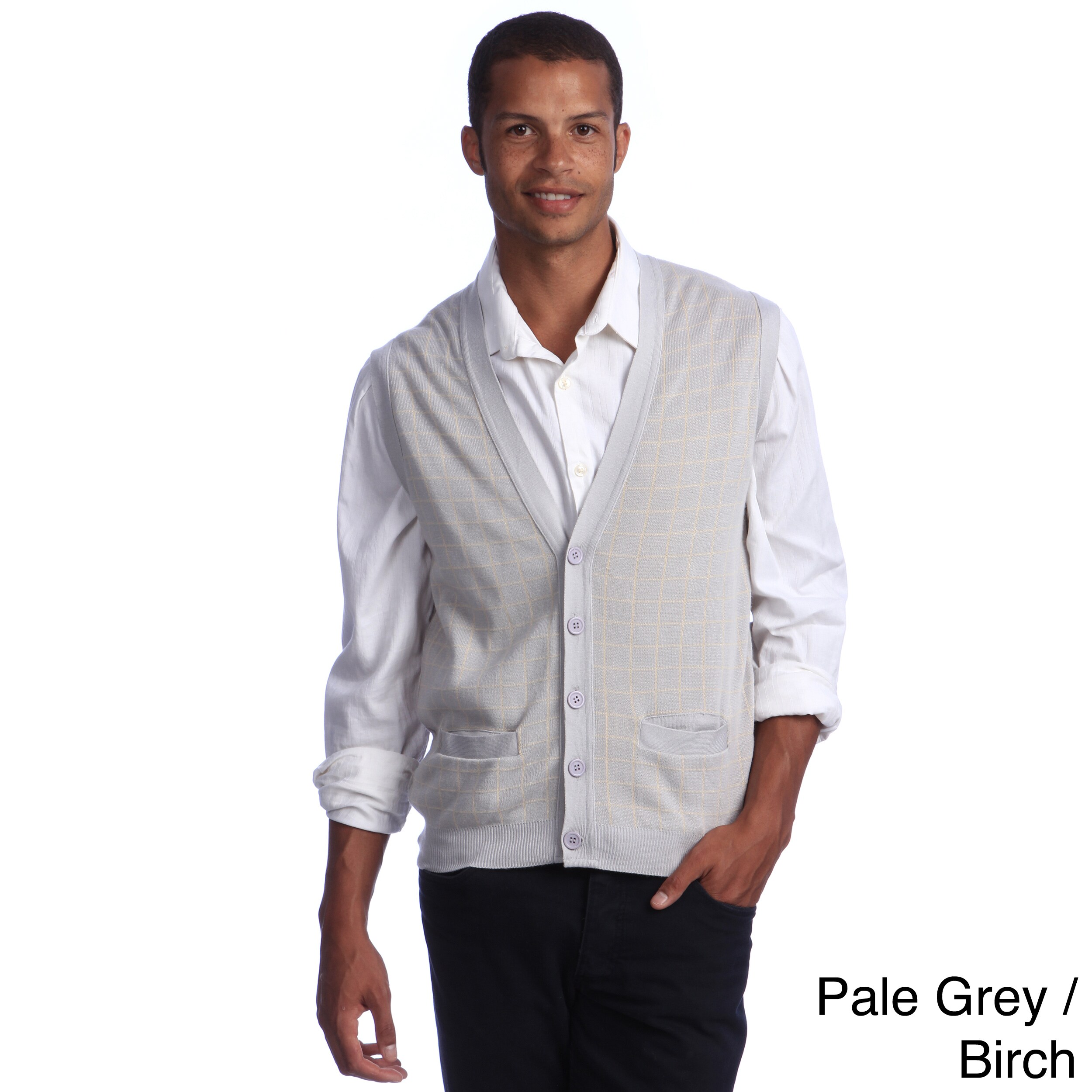 American Apparel American Apparel Mens Lightweight Knit Long Grid 5 button Vest Pale Grey/Birch Size S