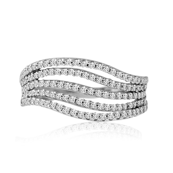 10k White Gold 1/2ct TDW Multi row Wave Ring (H I, SI1 SI2) Diamond Rings