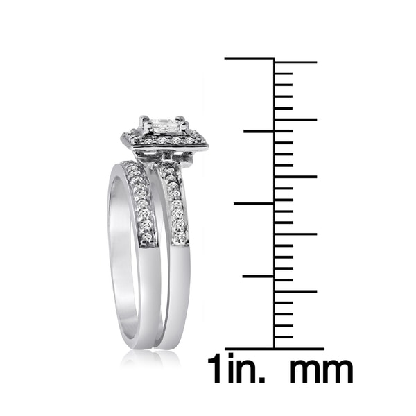 10k White Gold 1/2ct TDW Princess Diamond Halo Bridal Ring Set