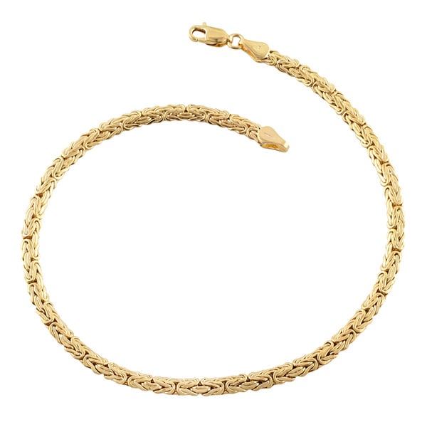 Fremada 14k Yellow Gold 4mm Flat Byzantine Link Anklet Free Shipping