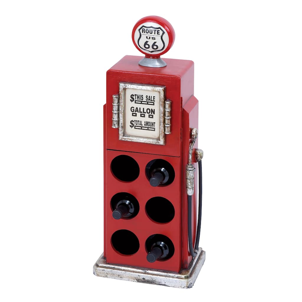 Casa Cortes Route 66 Gas Pump 6-bottle Wine Rack - Red