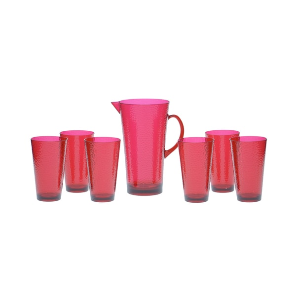 Certified International Ruby Hammered Glass 7-piece Drinkware Set