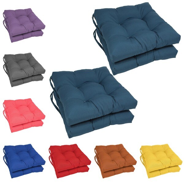 Blazing Needles 16-inch Square Tufted Twill Dining Chair Cushions (Set ...