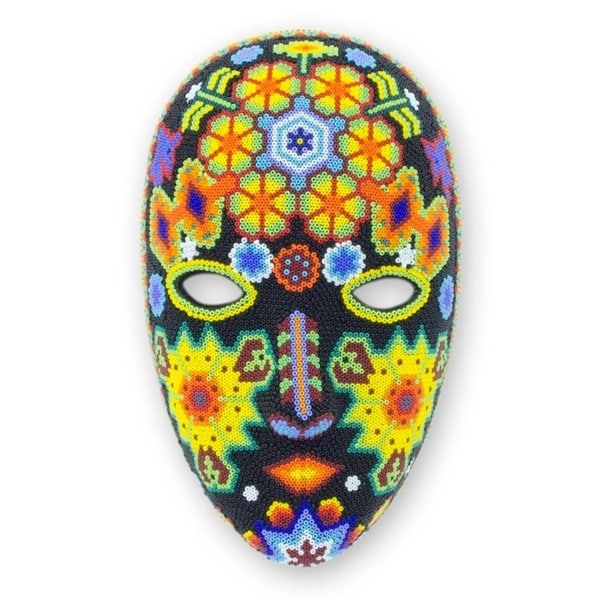 Handmade Beadwork 'The Sun' Huichol Mask (Mexico)