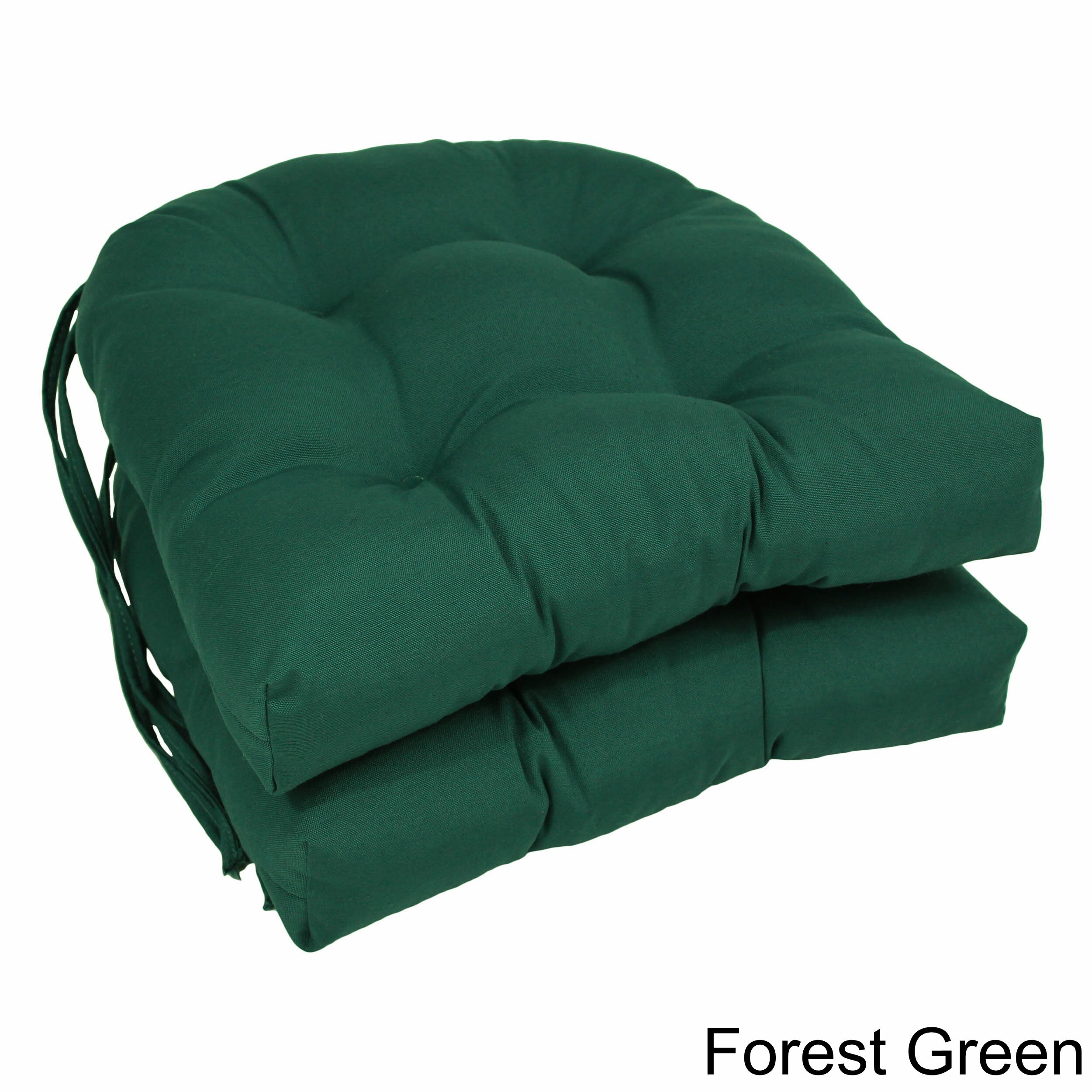 Blazing Needles 16-inch U-shaped Twill Dining Chair Cushions (Set of 2
