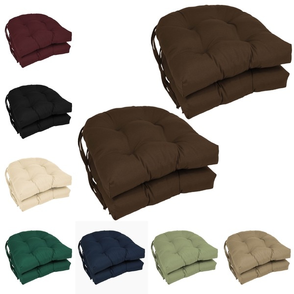 Blazing Needles U-Shaped Twill 16-inch Dining Chair Cushions (Set of 4) - 16" x 16"