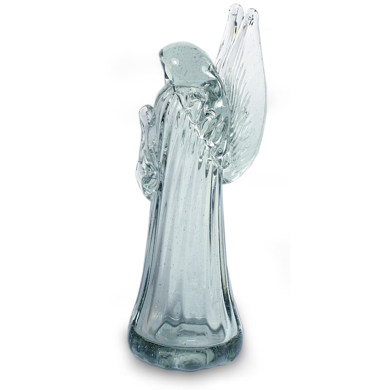 Handmade Blown Glass 'Crystal Angel' Sculpture (Guatemala)