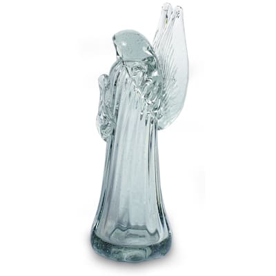 Handmade Blown Glass 'Crystal Angel' Sculpture (Guatemala)