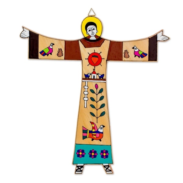 Handmade Saint Francis Pinewood Wall Art (El Salvador). Opens flyout.