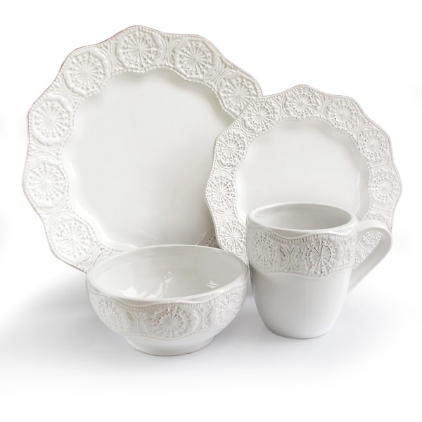 American Atelier 'Celeste' 16 piece White Dinnerware Set American Atelier Casual Dinnerware