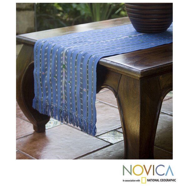Shop Handmade Cotton 'Guatemala Blue' Table Runner (Guatemala) Free