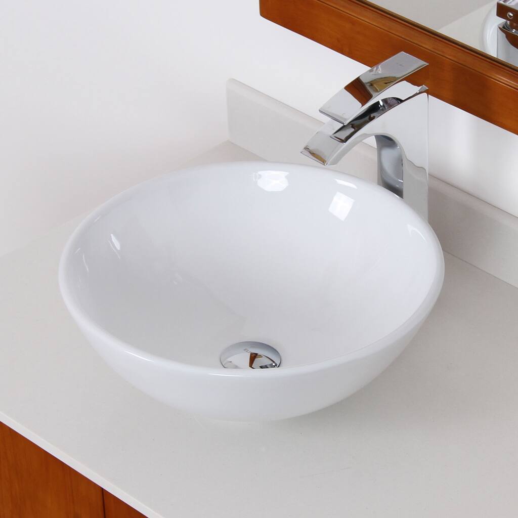 Elite White Ceramic Round Bathroom Sink