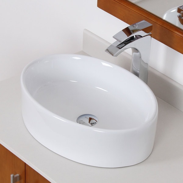 Elite White Ceramic Over The Counter Oval Bathroom Sink Free Elite White Ceramic Over The Counter Oval Bathroom Sink