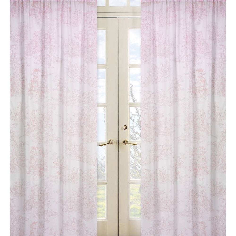 Sweet Jojo Designs Pink and White 84-inch Window Treatment Curtain Panel Pair for Pink French Toile Collection - 42 x 84