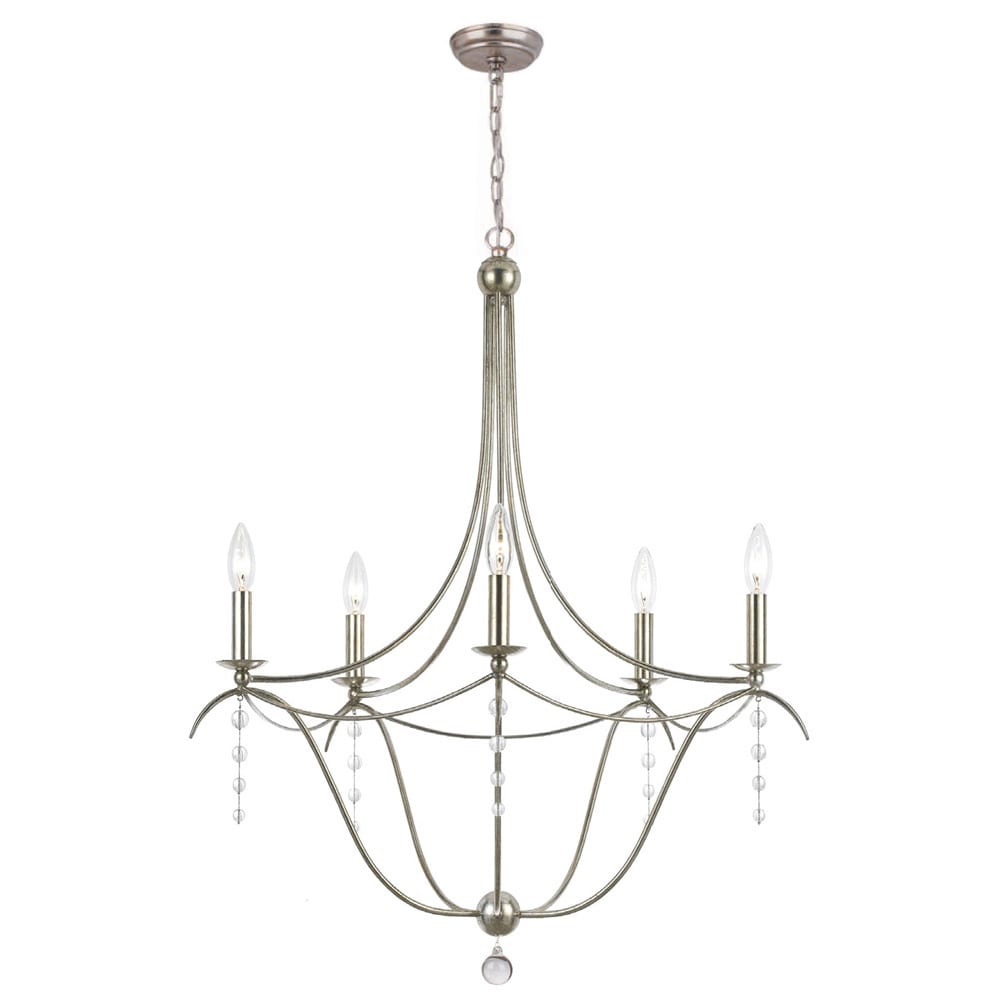 Crystorama Metro Collection 5-light Antique Silver Chandelier - Chandeliers For Bedrooms by Overstock.com