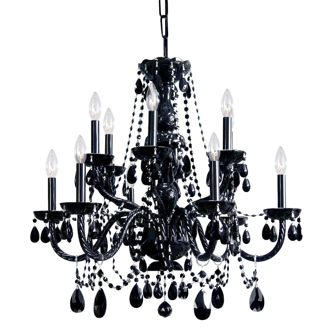Crystorama Transitional 12-light Black/ Crystal Chandelier - Chandeliers For Bedrooms by Overstock.com
