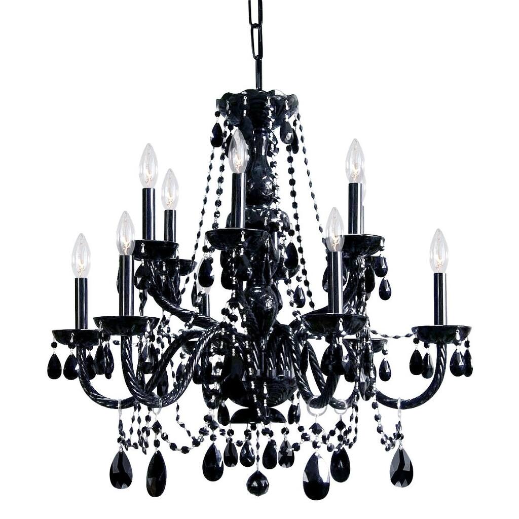 12-light Black/ Crystal Chandelier