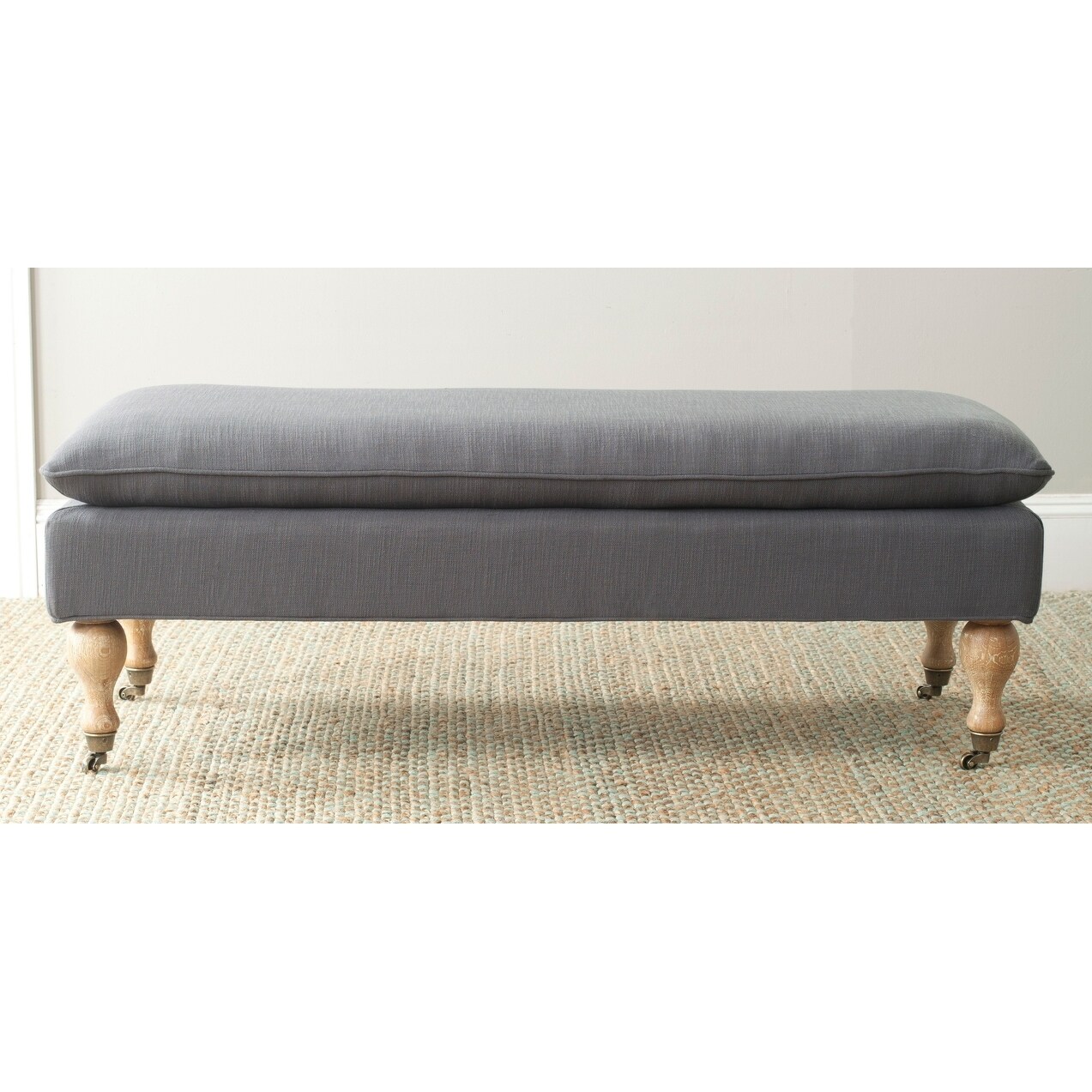 Shop Black Friday Deals On Safavieh Hampton Grey Cotton Blend Pillow Top Bench 51 8 X 20 7 X 19 1 Overstock 7857604