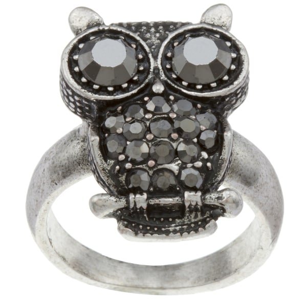 City Style Silvertone Chocolate Hematite Owl Ring City Style Fashion Rings