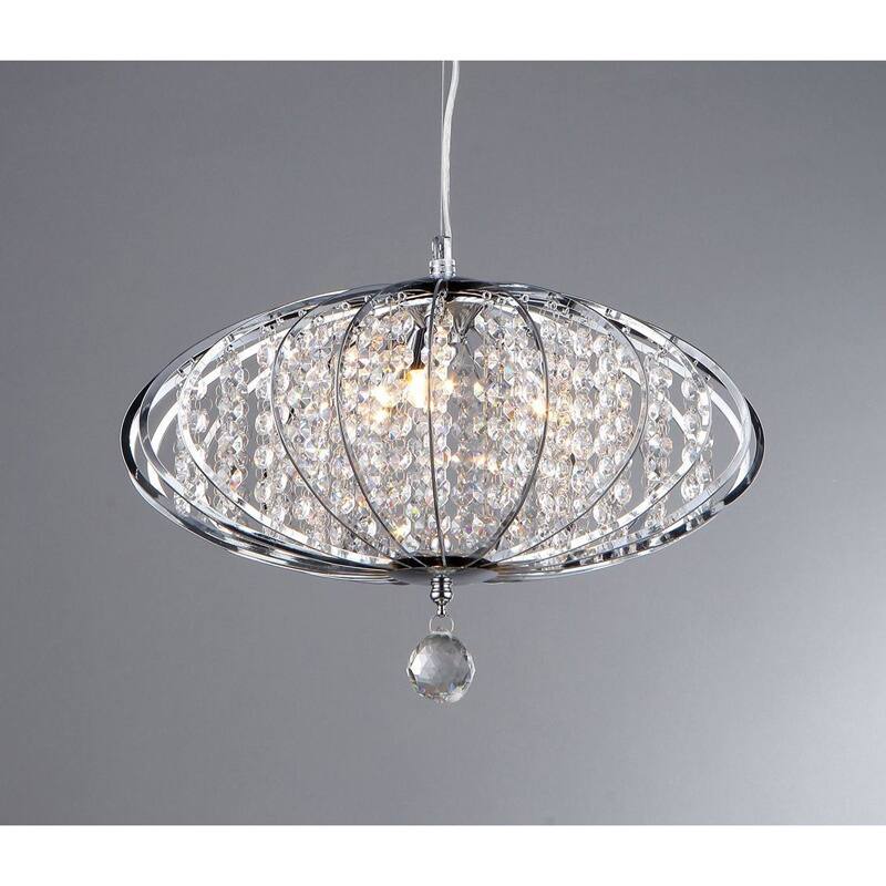'Pan' Chrome and Crystal 3-light Chandelier