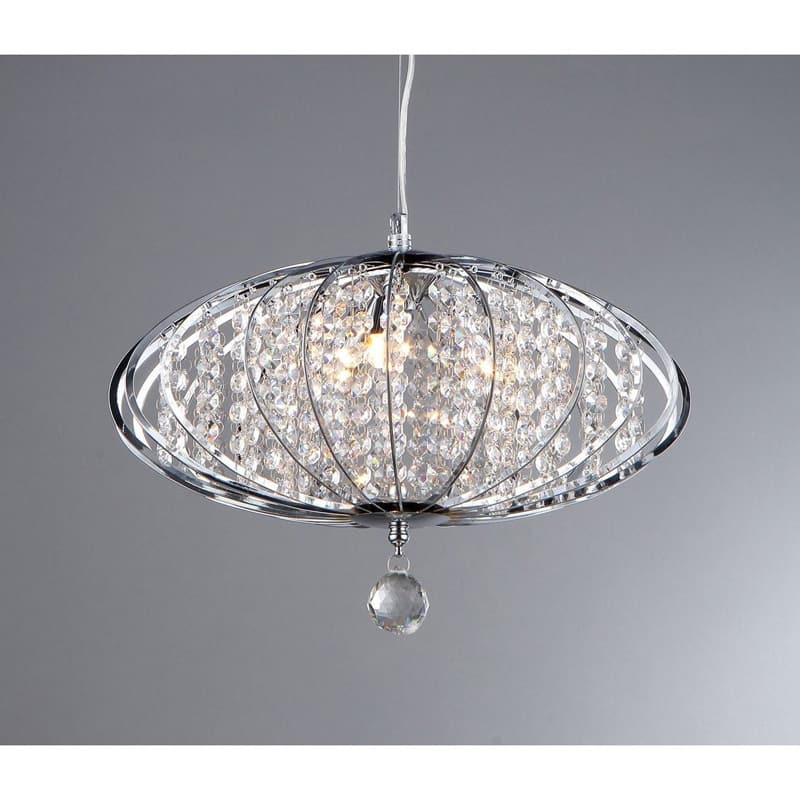 'Pan' Chrome and Crystal 3-light Chandelier