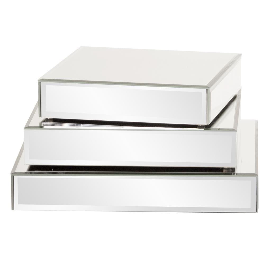 Square Mirrored Display Platforms (set Of 3)