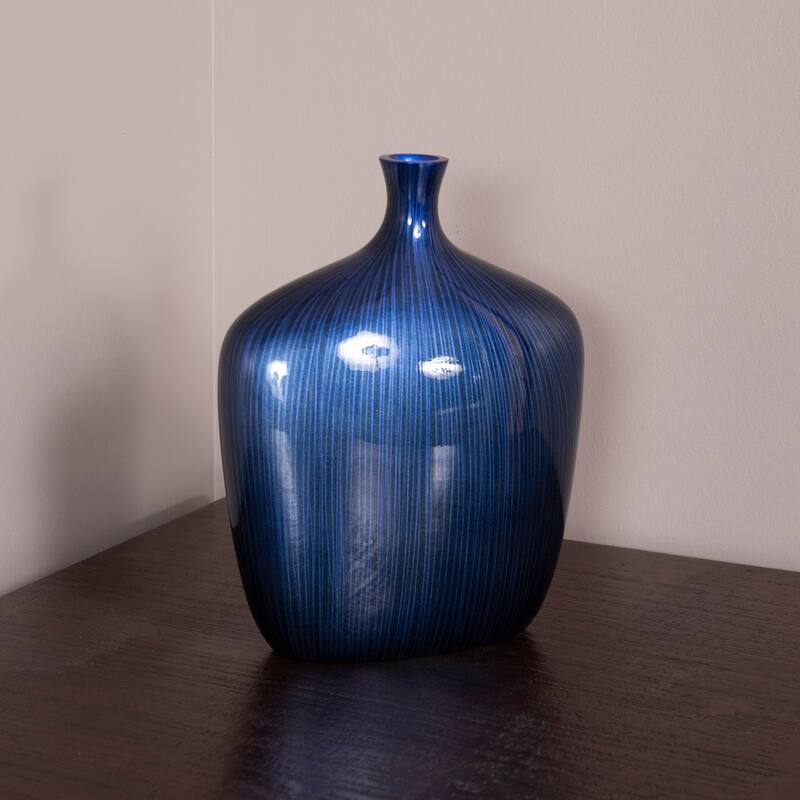 Allan Andrews Small Sleek Cobalt Blue and Black Vase